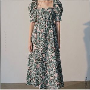 Zara floral poplin dress balloon  puff sleeve size M